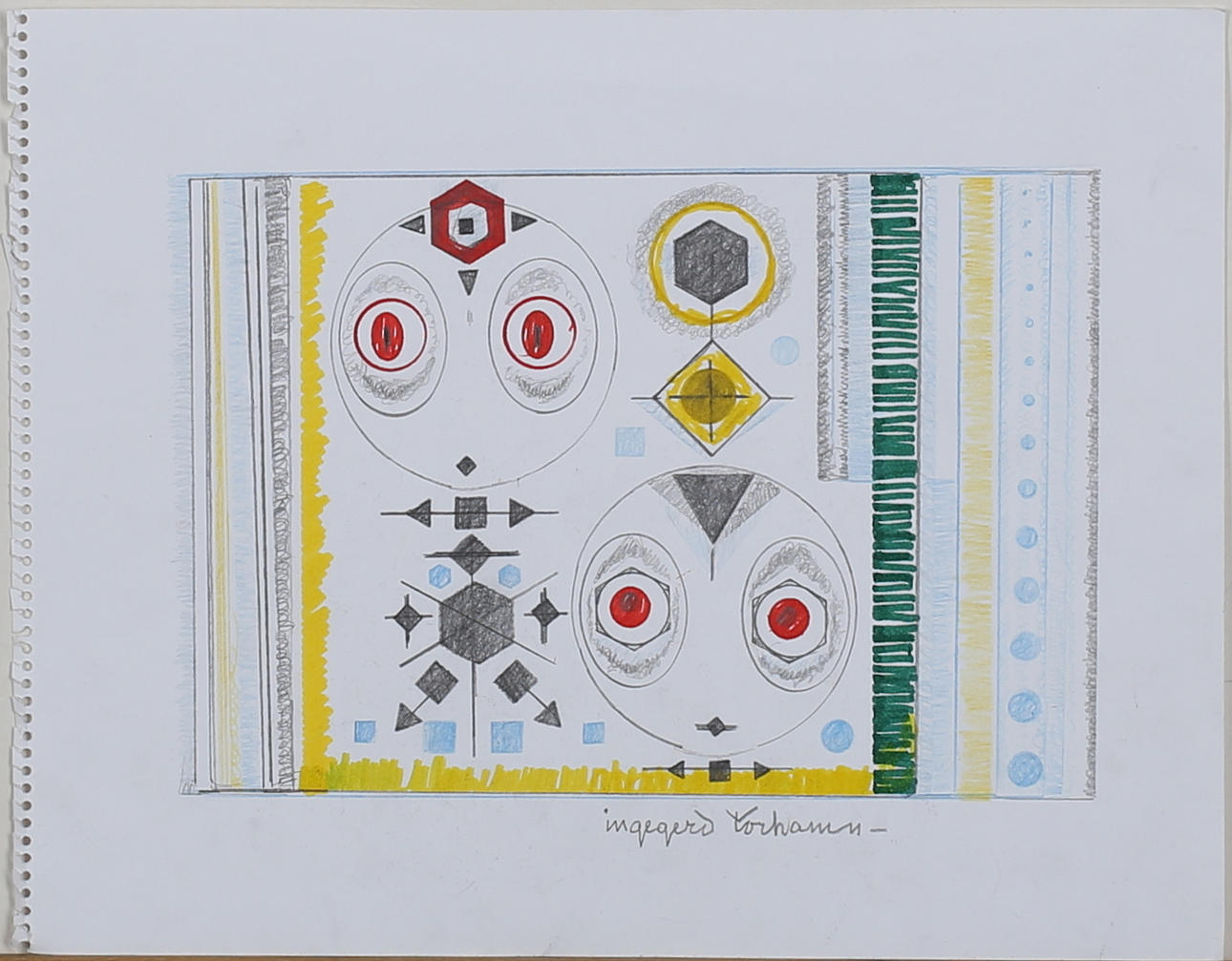 INGEGERD TORHAMN. Komposition. Krita. Signerad.