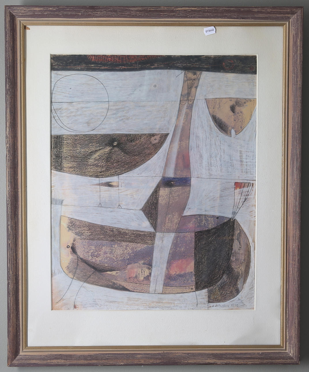 ANDERS ÖSTERLIN. Fåglar och kvinna, Blandteknik, signerad och daterad 1950.