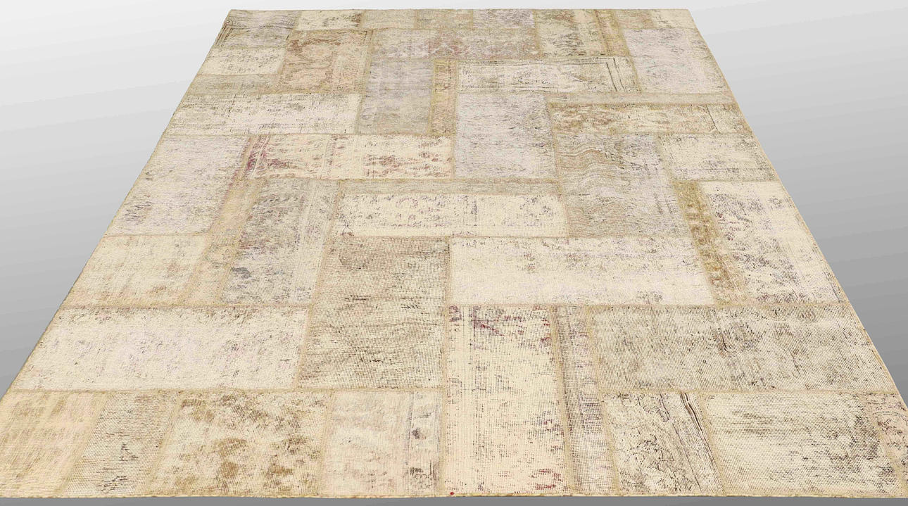 ALFOMBRA, alfombra patchwork vintage. Aproximadamente 303 x 206 cm.