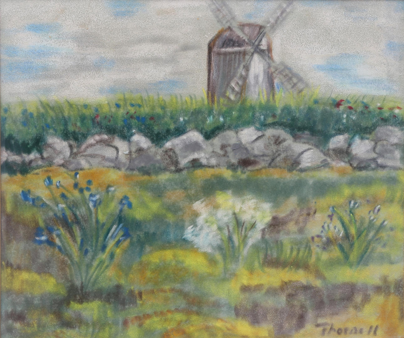 ISA THORNELL. "Öland", pastel, signed, dated-76.