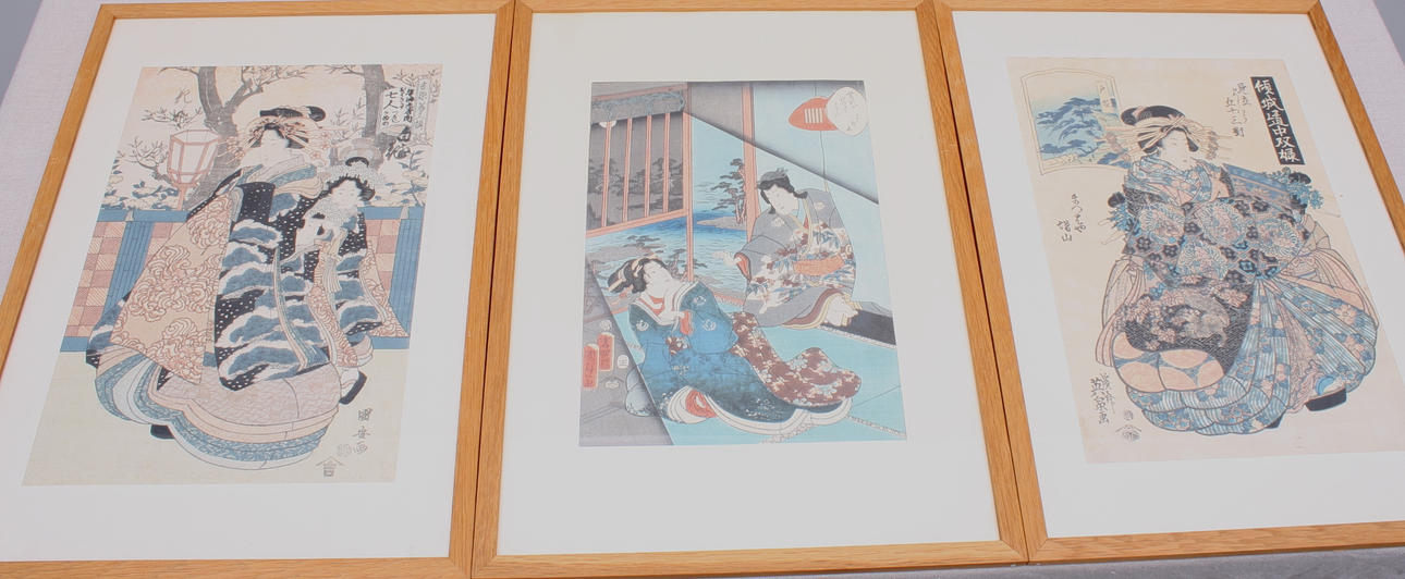 TAVLOR, 6 st (3+3), kinesiska tryck, Kinesiska motiv.