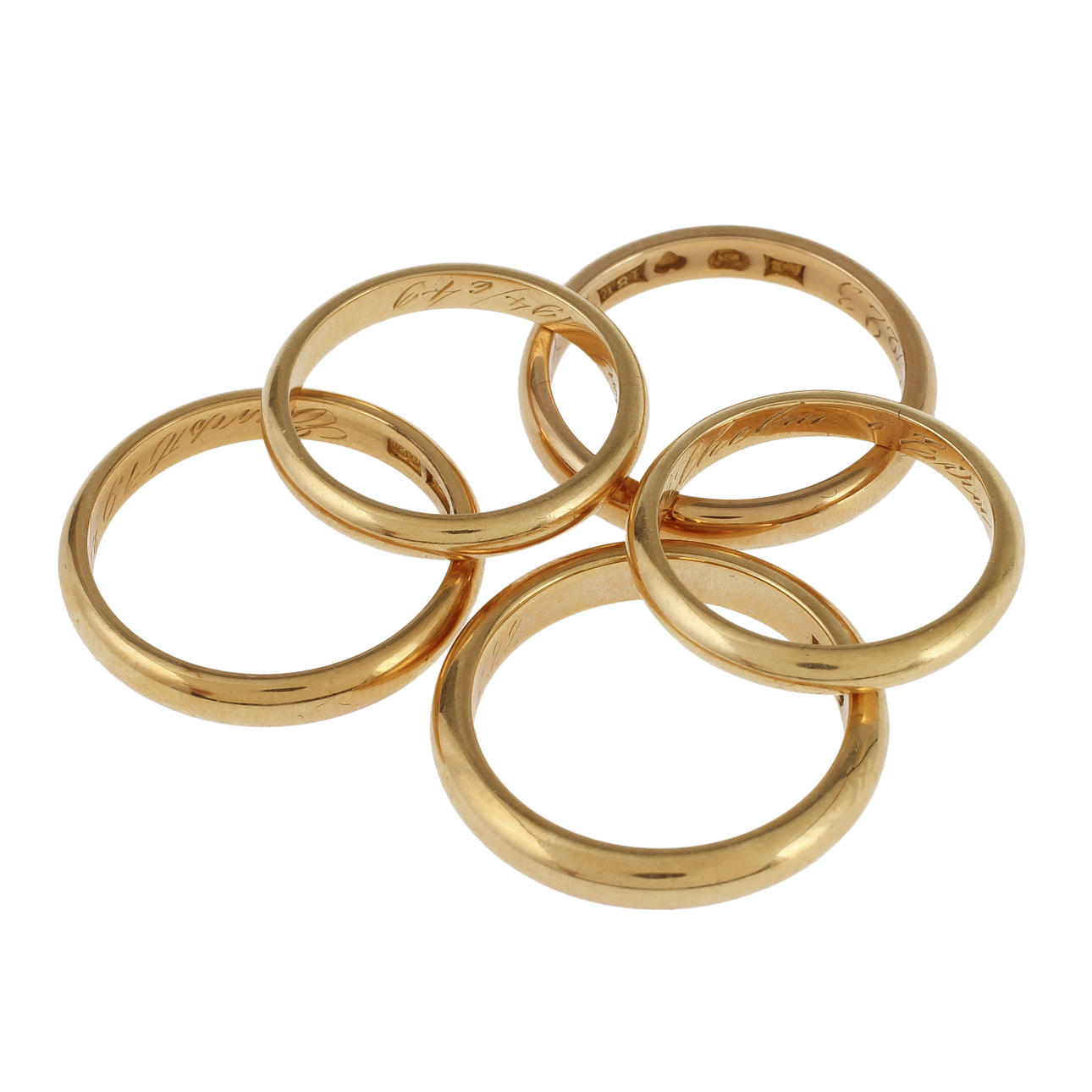 RINGAR, 5 st, varav 1st 20k, 4 st 18k guld, 26,4 gram.