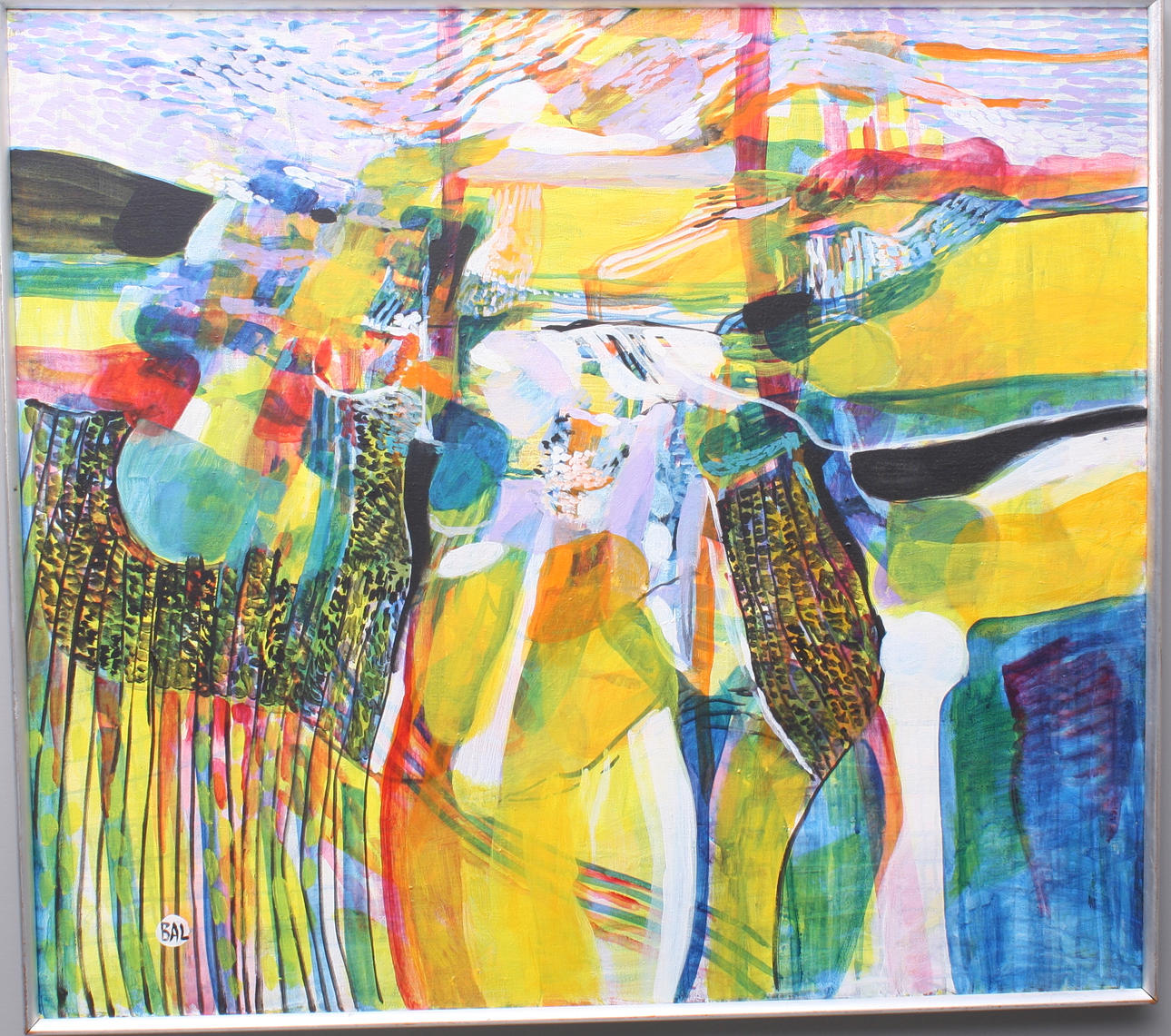 BENGT-ARNE LINDEROS. tavla, olja duk, signerad BAL, "Kvinna bakom slöja".