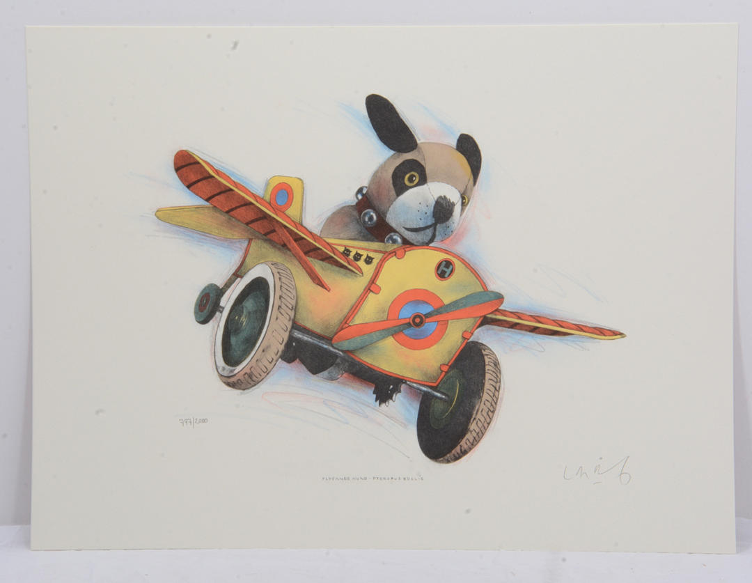 LASSE ÅBERG. Flying dog - Pteropus Edulís. Lithograph.