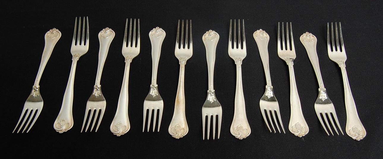 EFTERRÄTTSGAFFLAR, 12 st, silver, modell," Sachisk ".