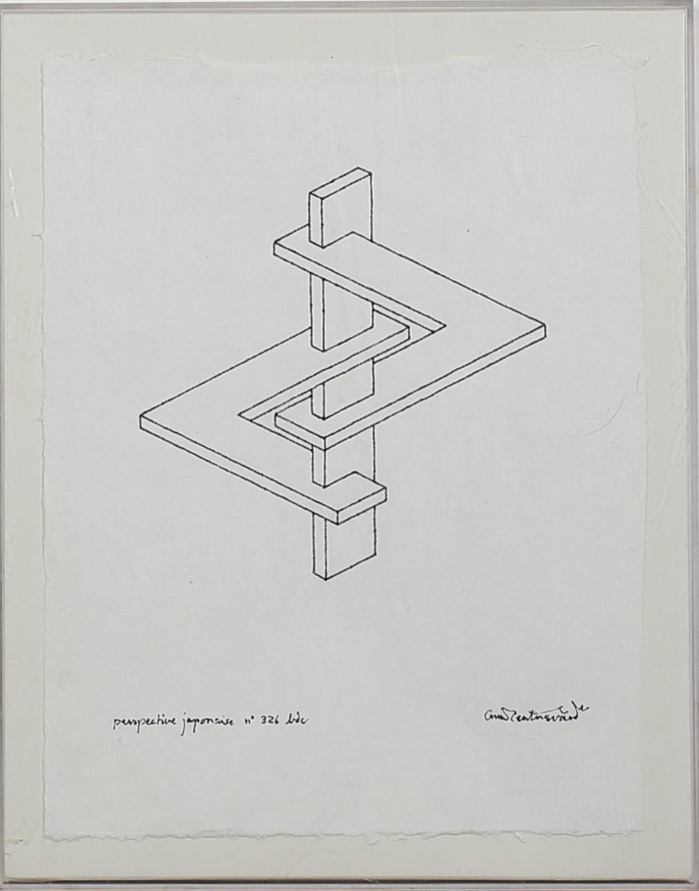 OSCAR REUTERSVÄRD. Perspective Japonaise n 326 bdc. Tuschteckning på rispapper. Signerad.