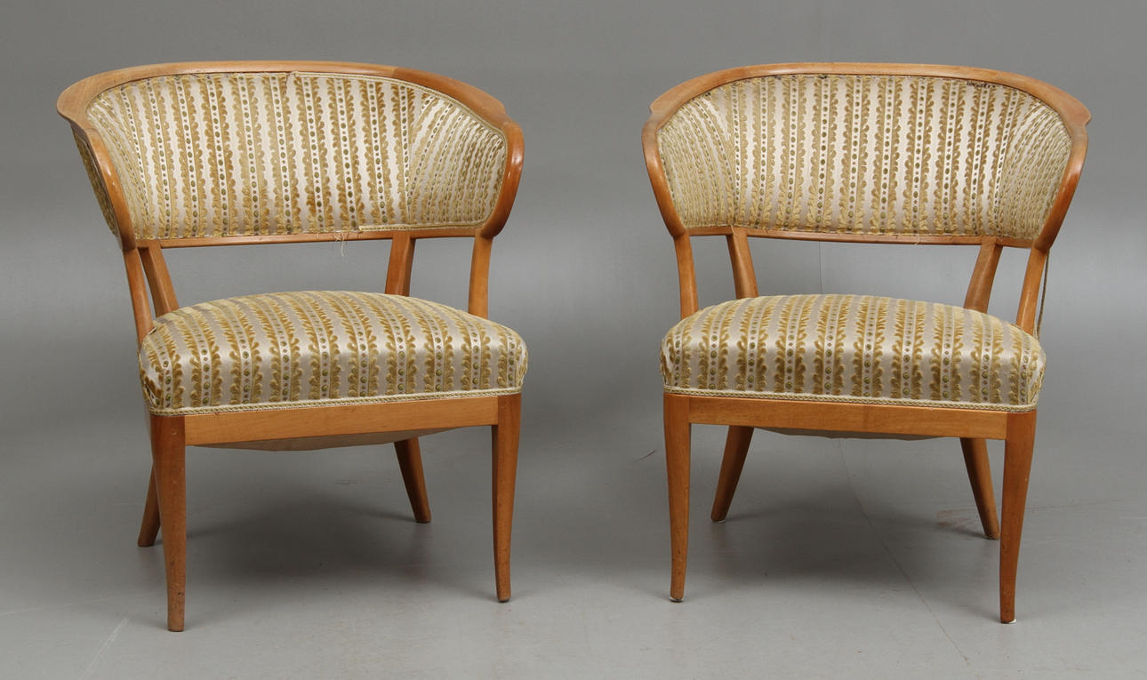 KARMSTOLAR 1 par, "Jonas Love" Carl Malmsten, brännmärkta.