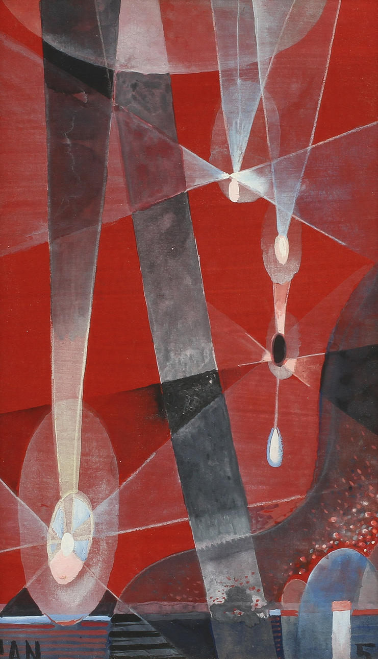 GÖSTA ADRIAN NILSSON GAN (1884-1965). Fyrverkeri. Gouache.