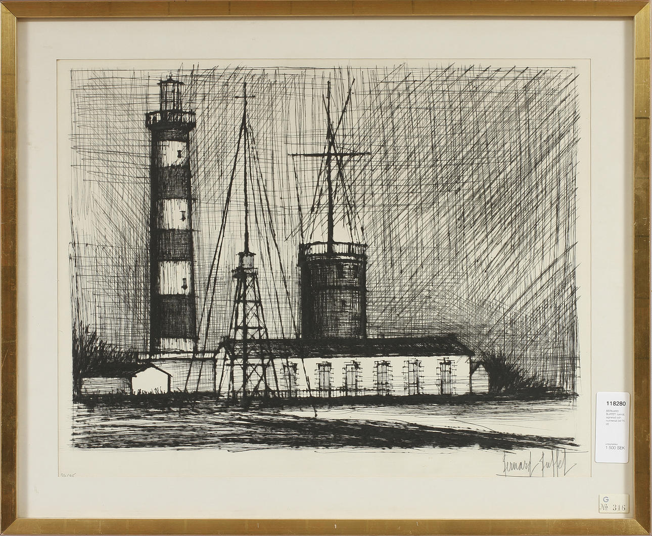 BERNARD BUFFET. torrnål, signerad och numrerad 34/75.