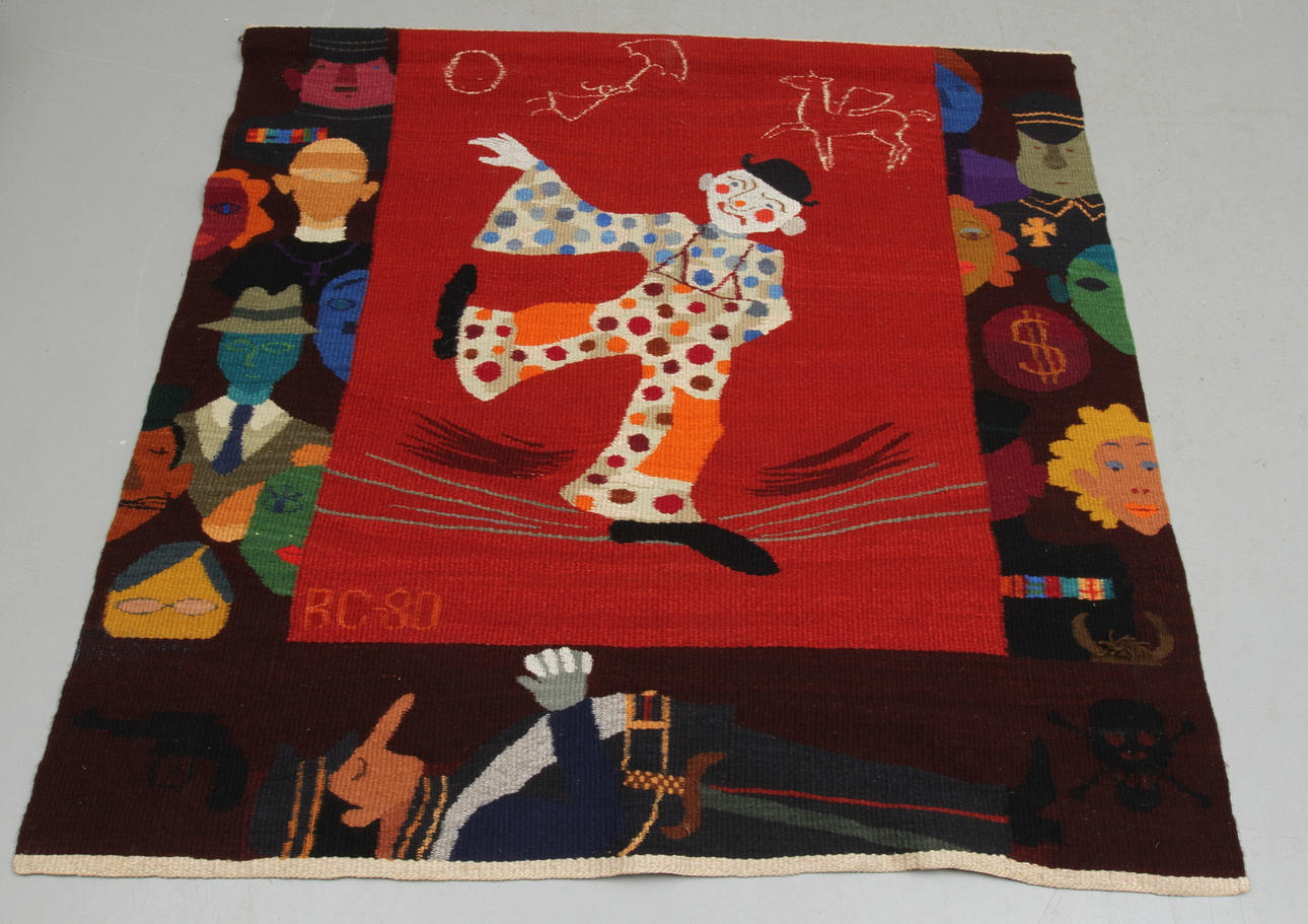BODIL CAPPELEN. Clown, textil, signerad.