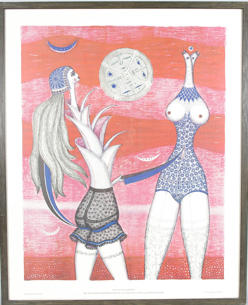MAX VALTER SVANBERG. "Den röda dagen blommande kroppar", tryck.