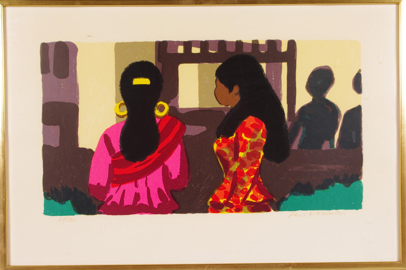 LARS NORRMAN. sydamerikanska kvinnor, färglitografi.