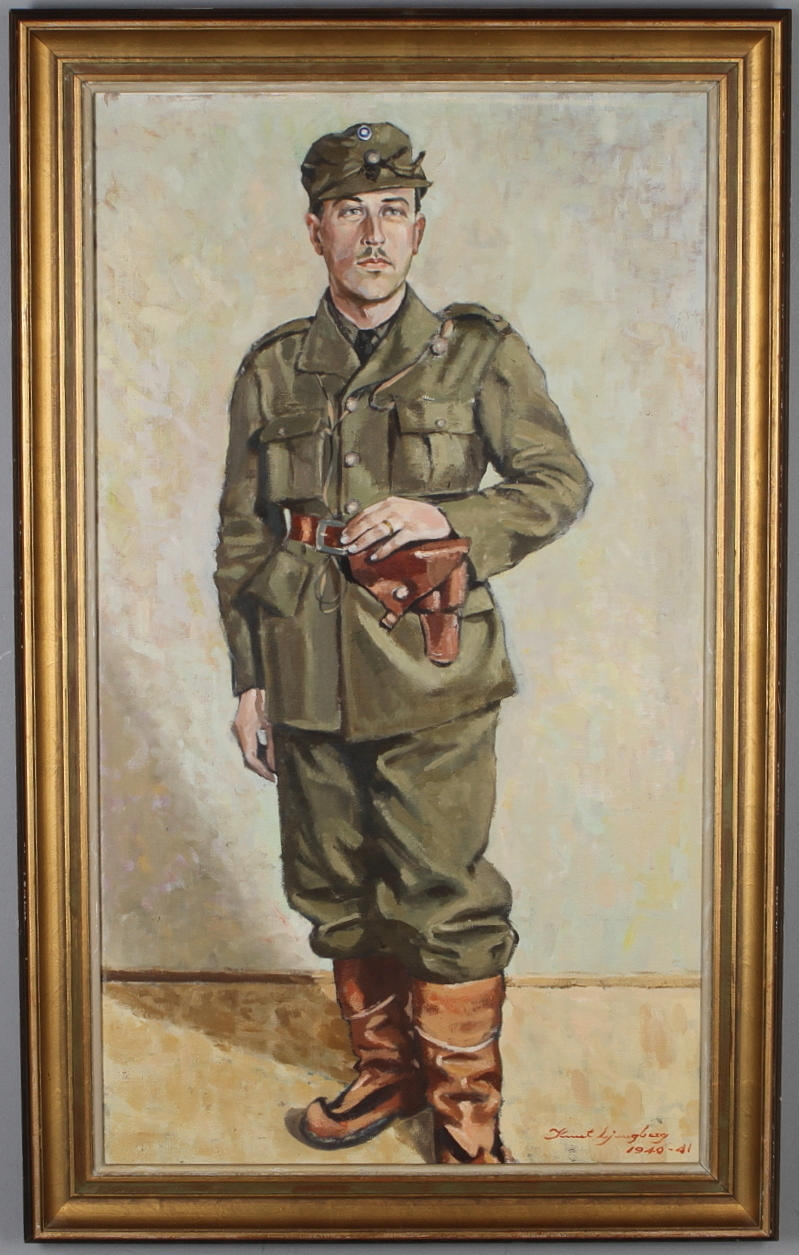 KNUT LJUNGBERG. Man i uniform, olja på duk, signerad och daterad.