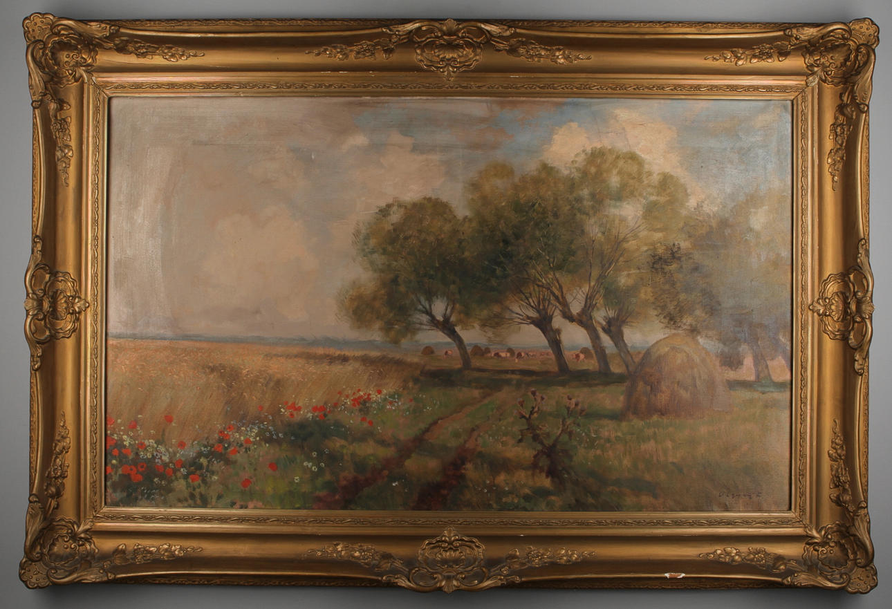 OKÄND KONSTNÄR. Landskap, olja på duk, signerad.