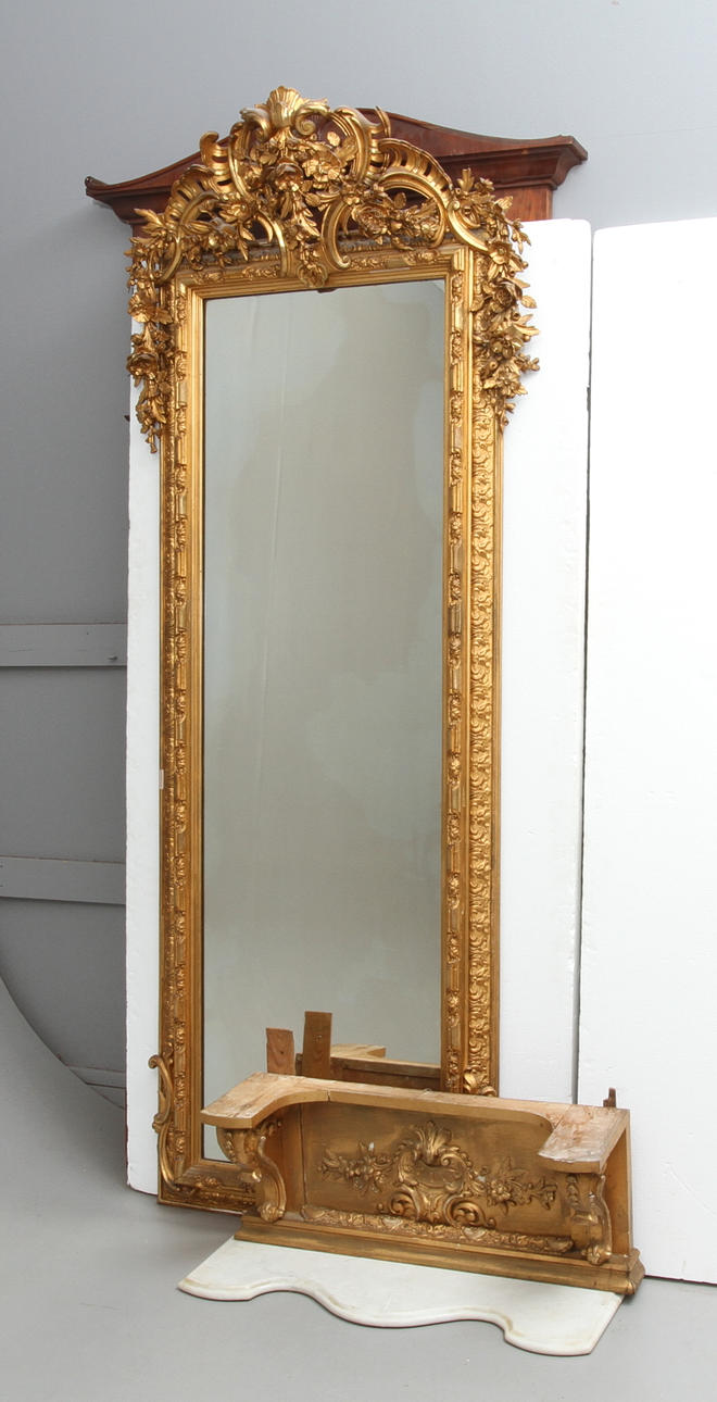 SPEGEL, med konsolbord, nyrokoko, 1800-tal.