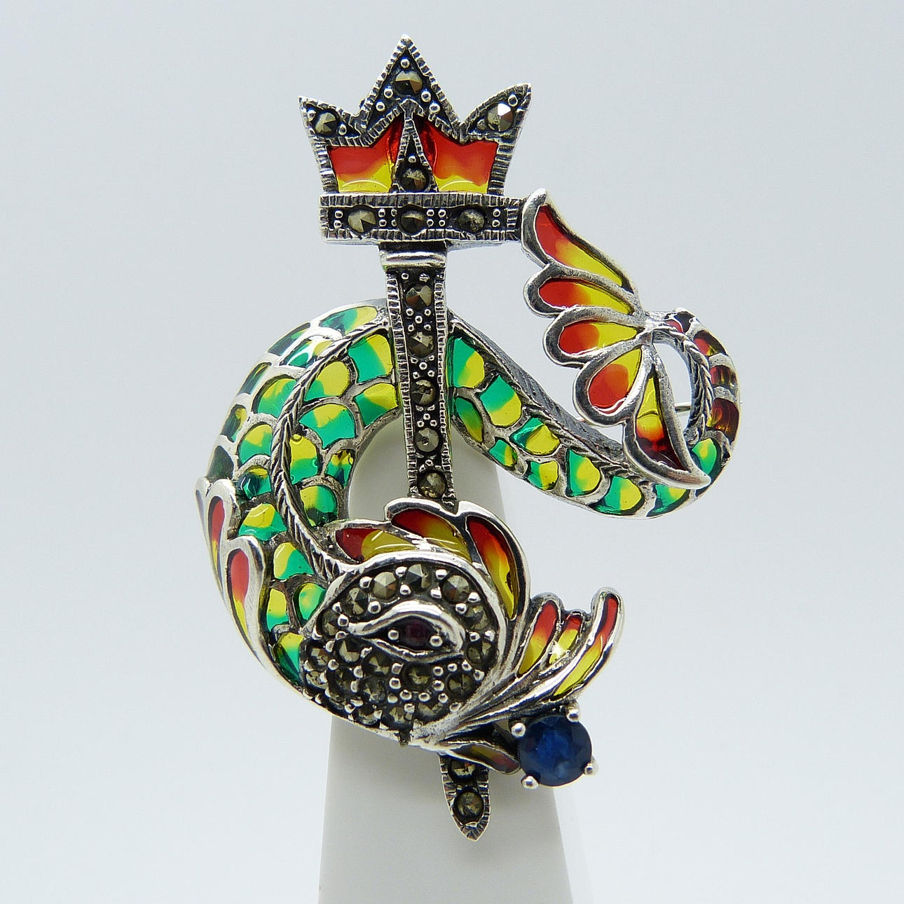 COLGANTE/BROCHE ZAFIRO Y RUBÍ.