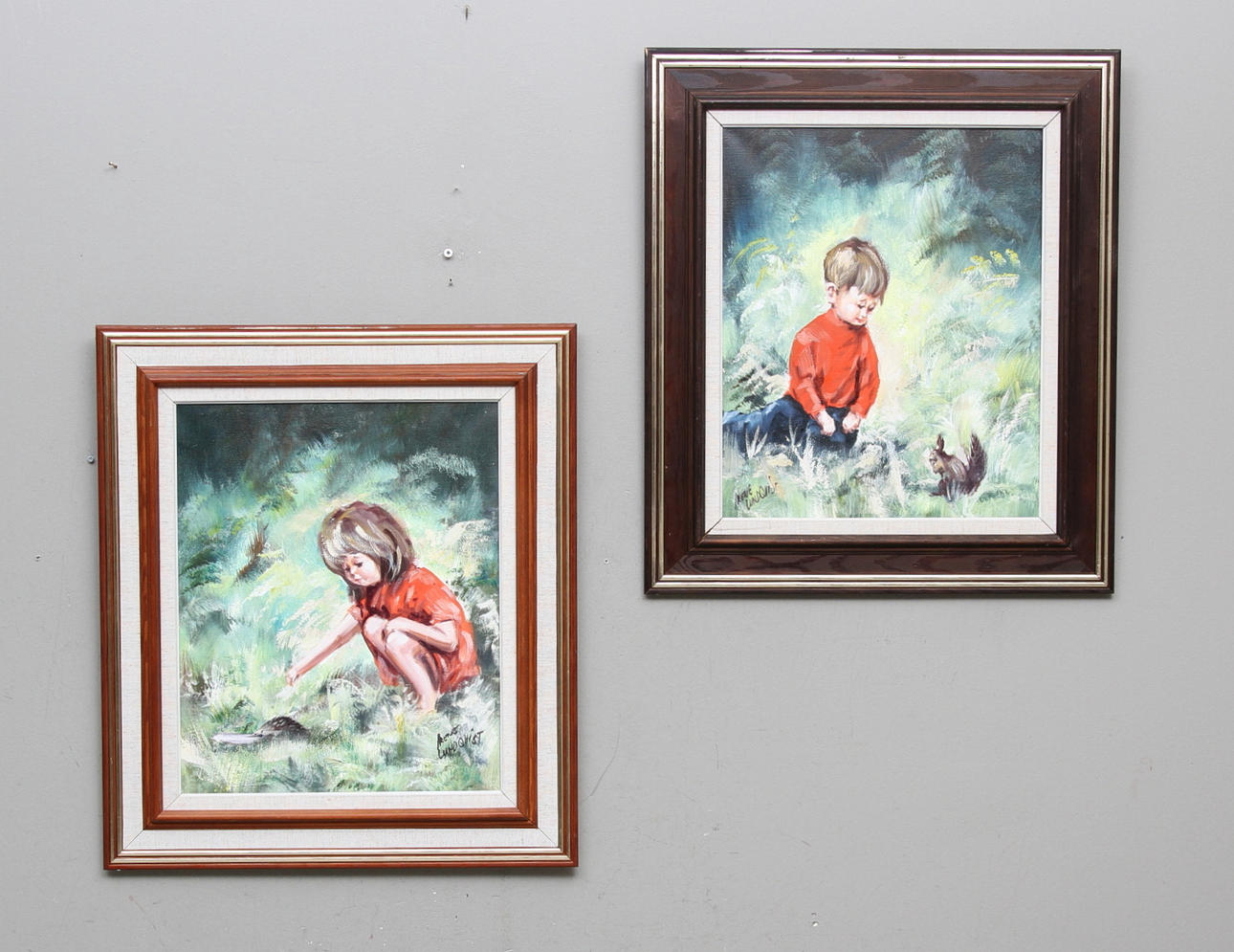 IRENE LINDQVIST. Olja på duk. 2 st. Signerade.