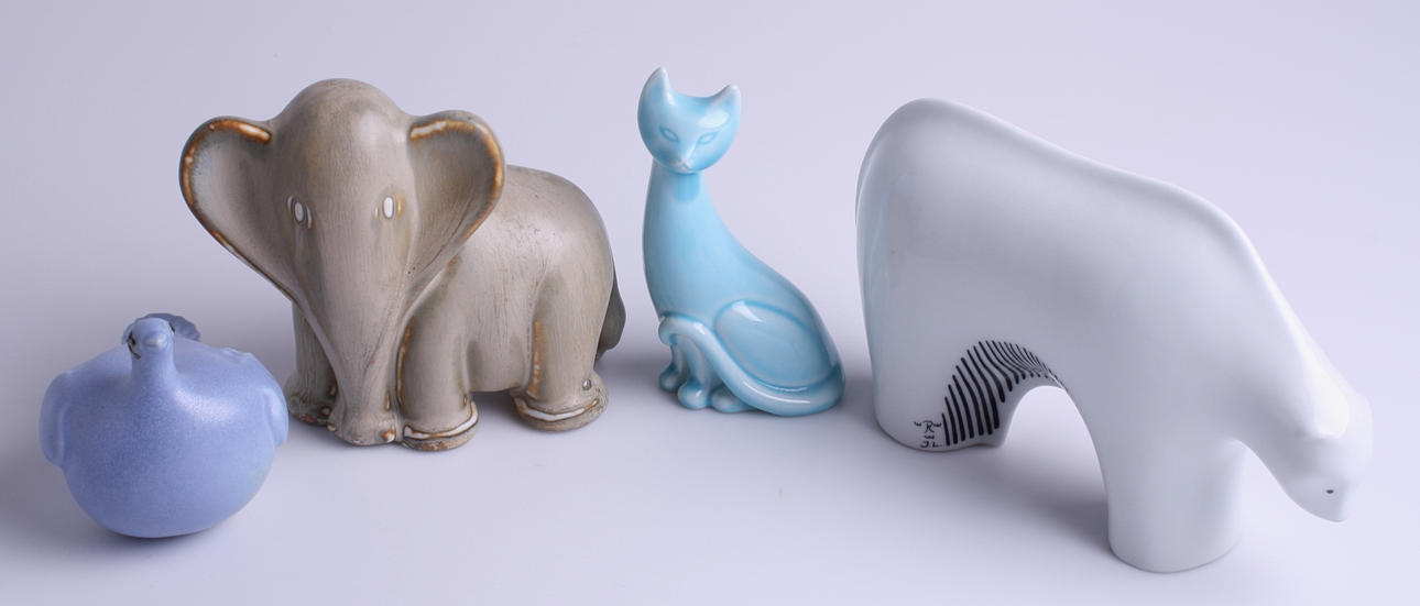 FIGURINER, 4 st, porslin, Rörstrand, Djur.