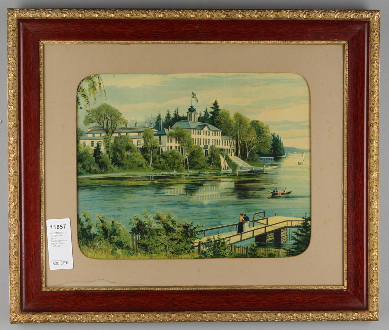 OLJETRYCK, 2 st, Ulriksdal samt Drottningsholms slott, slutet av 1800-talet.