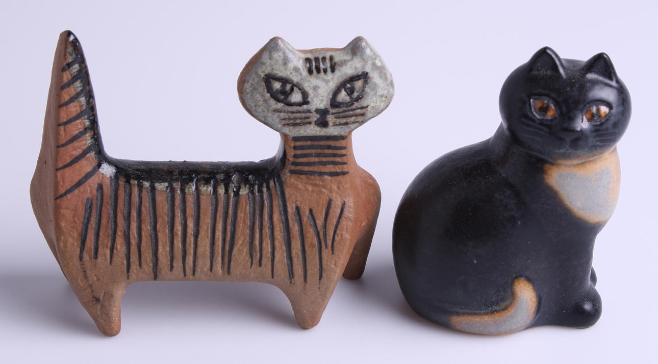 LISA LARSON. figuriner, 2 st, keramik, Lisa Larson - Gustavsberg, Katter.