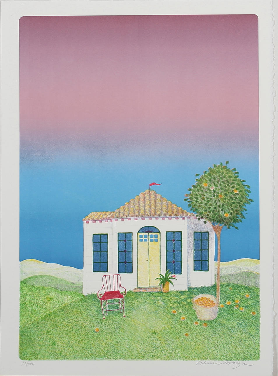 HELENA ÖSTERGREN. Huset. Färgserigrafi. Signerad och numrerad 94/200.