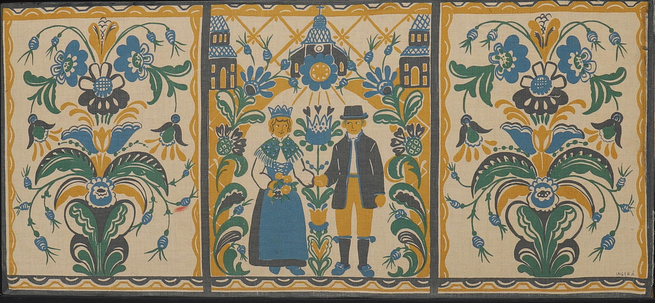 INGER ÅBERG. textiltryck, signerad Inger Å.