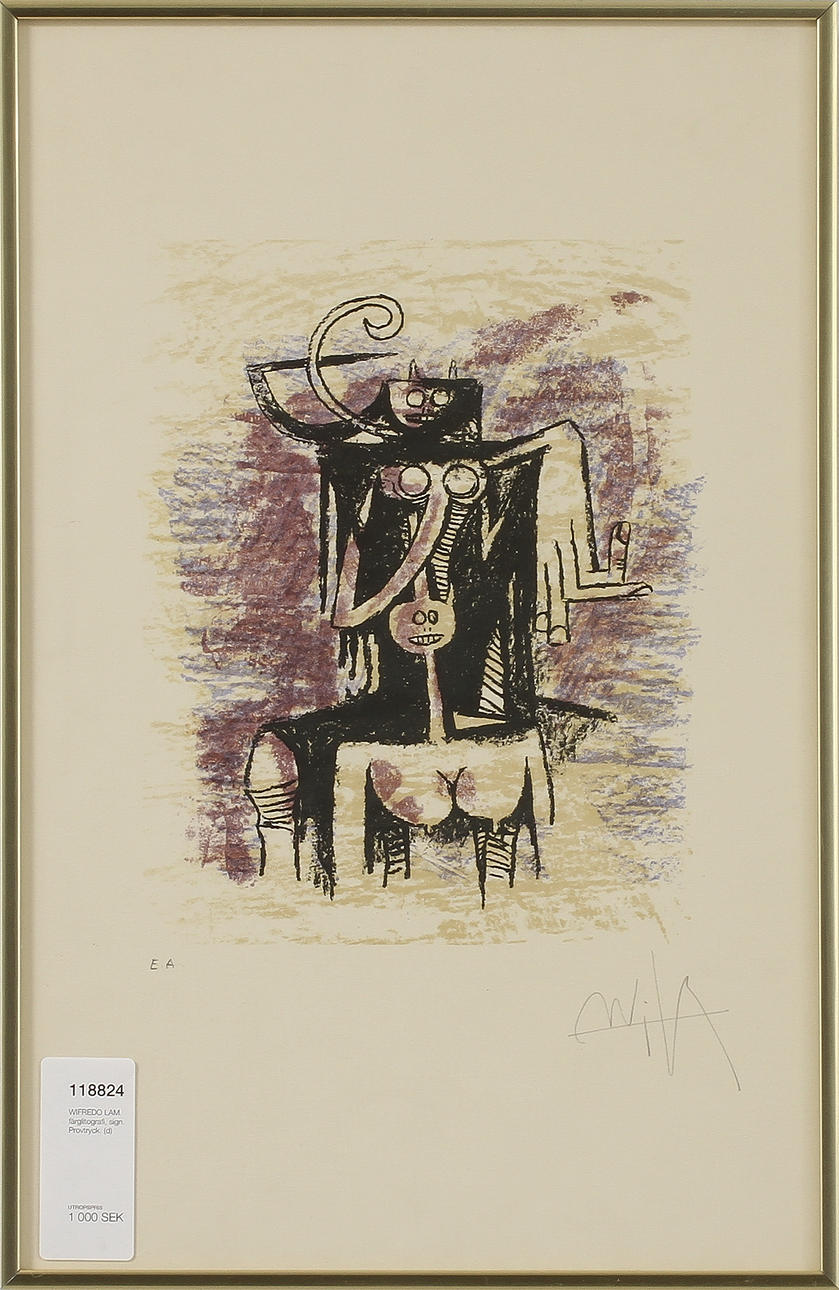 WIFREDO LAM. färglitografi, sign. Provtryck.