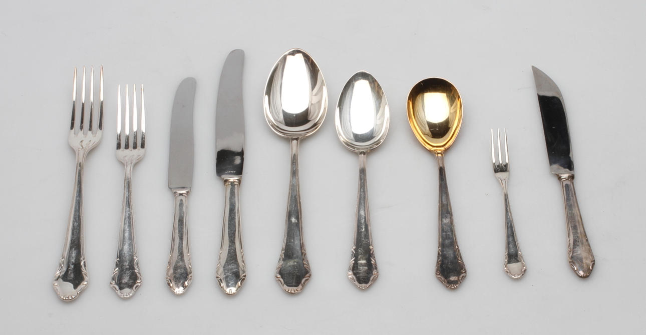 BESTICK, 40 delar, nysilver, "Leckö", 1900-tal.