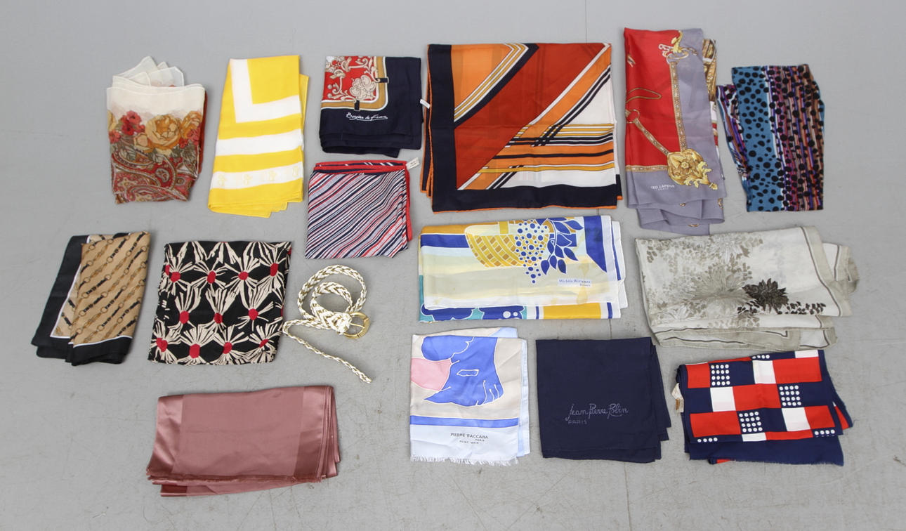 SCARVES, 16 st, bl.a Pierre Baccara,Ted Lapidus, Jean Pierre Robin.