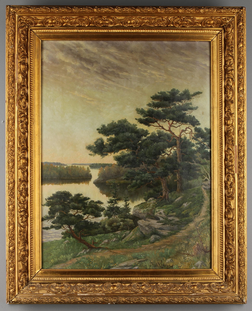 OKÄND KONSTNÄR. Tallar i kustlandskap, olja på duk, signerad och daterad -19.