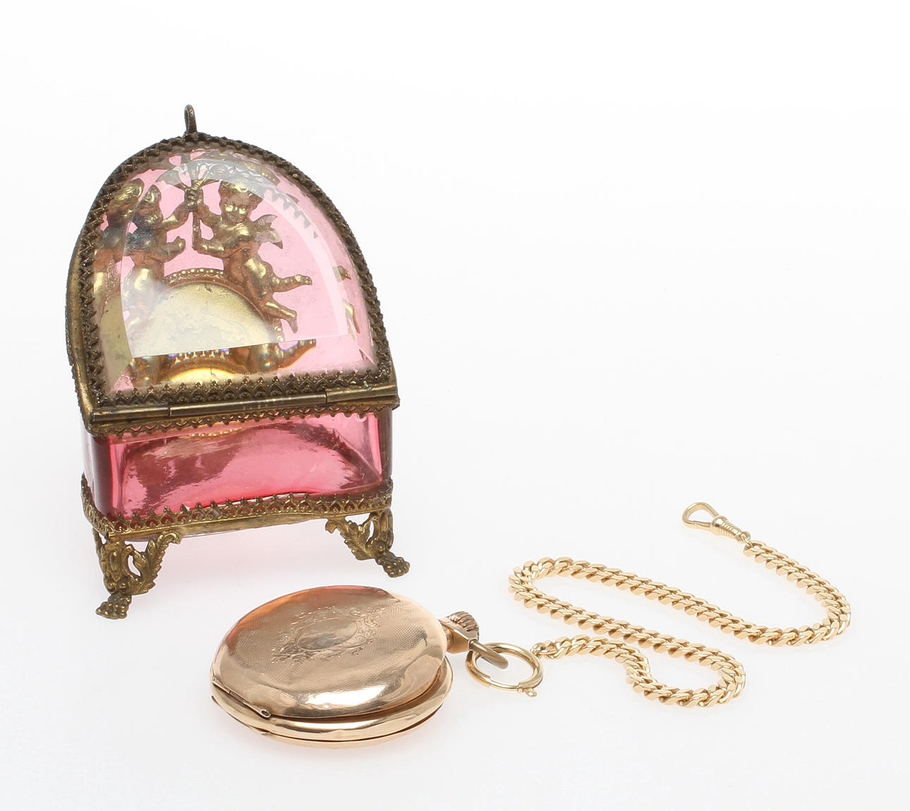 FICKUR, yttre samt inre boett 14k guld, 1900-tal.