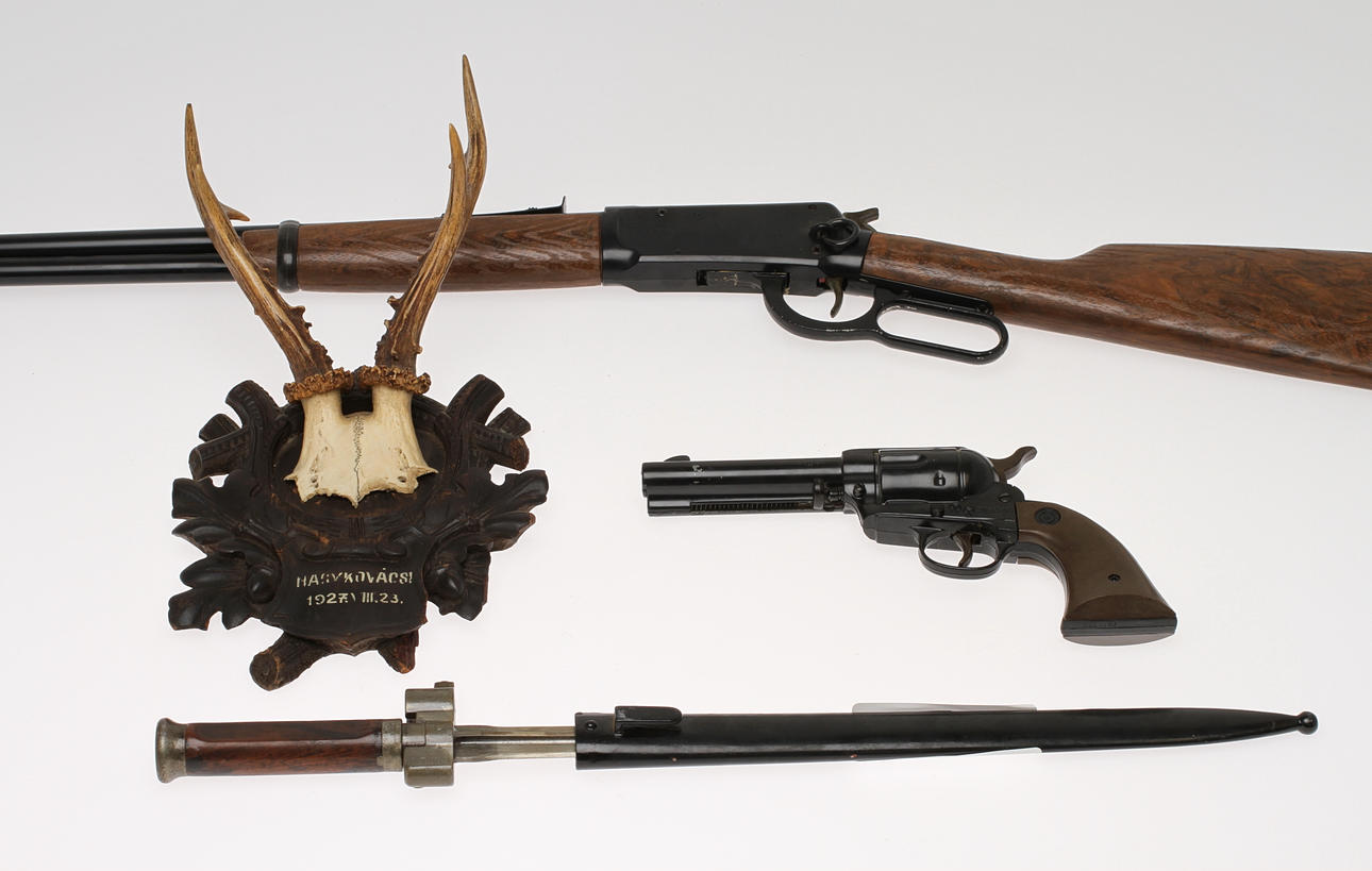 AIR RIFLE, AIR PISTOL, BAYONET and HUNTING TROPHY, 1900s. Coins, Medals ...