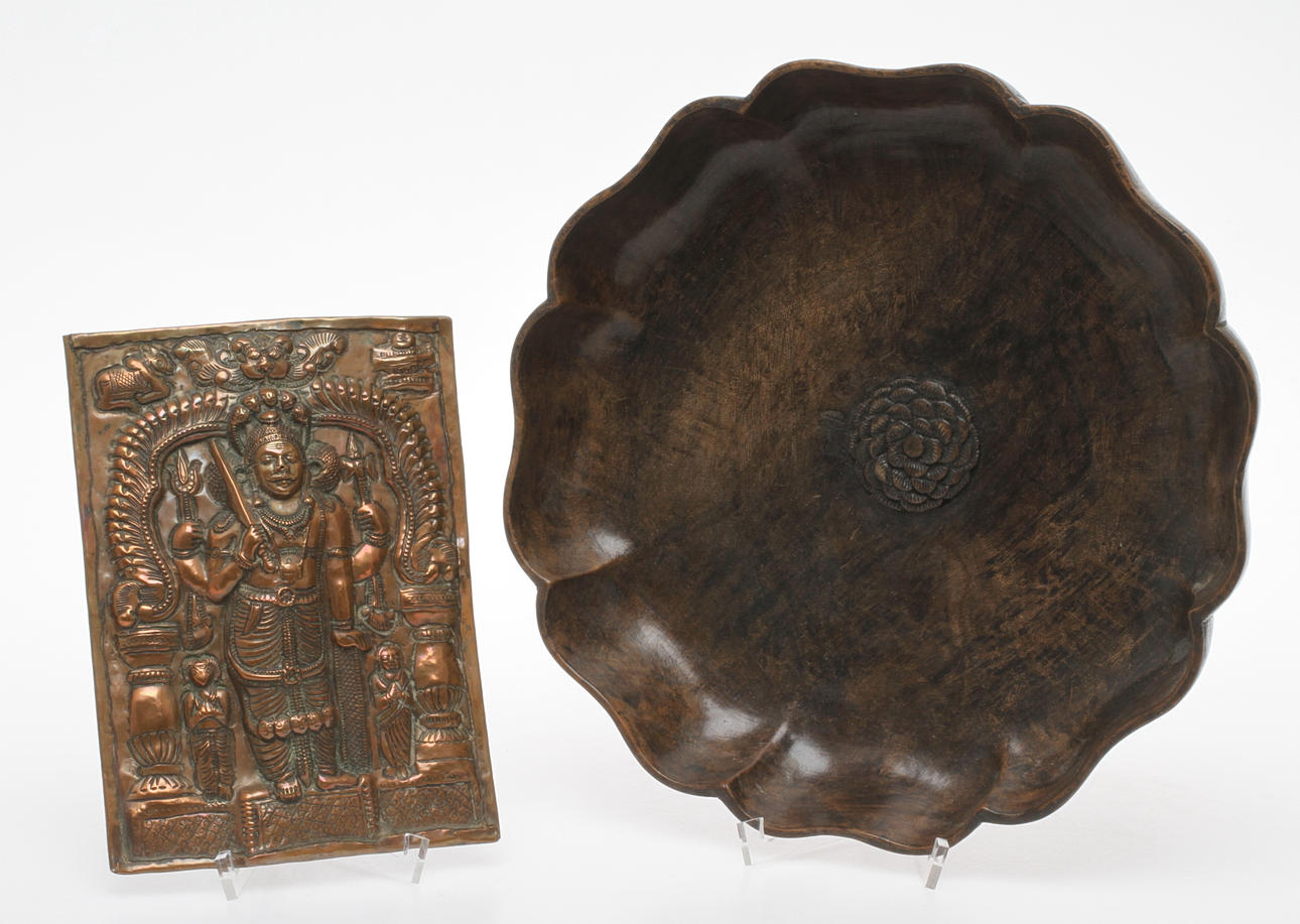 DEKORELEMENT, metall, SKÅL, trä, orientaliska.