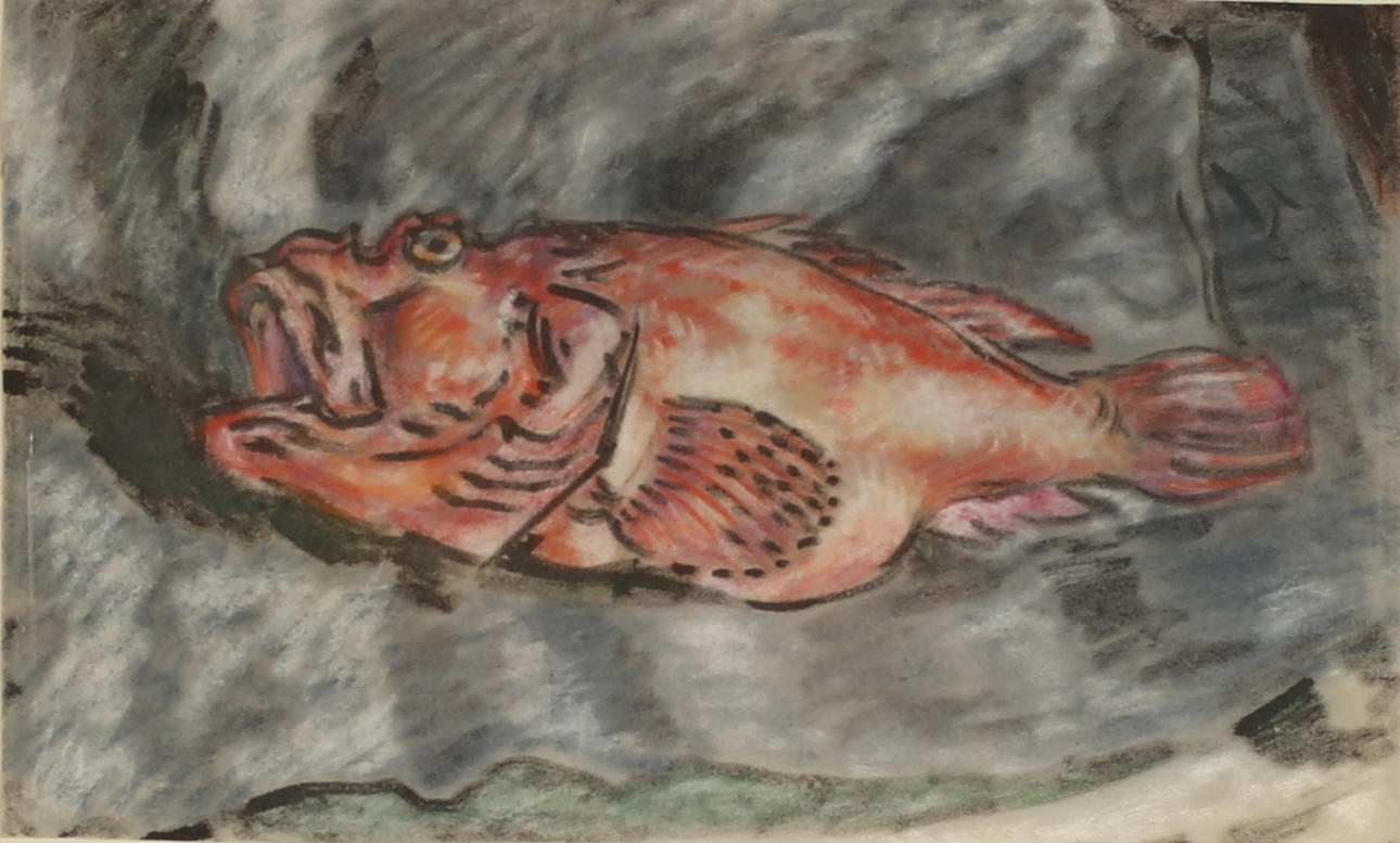 FOLKE PERSSON. Pastel, fisk, usigneret.