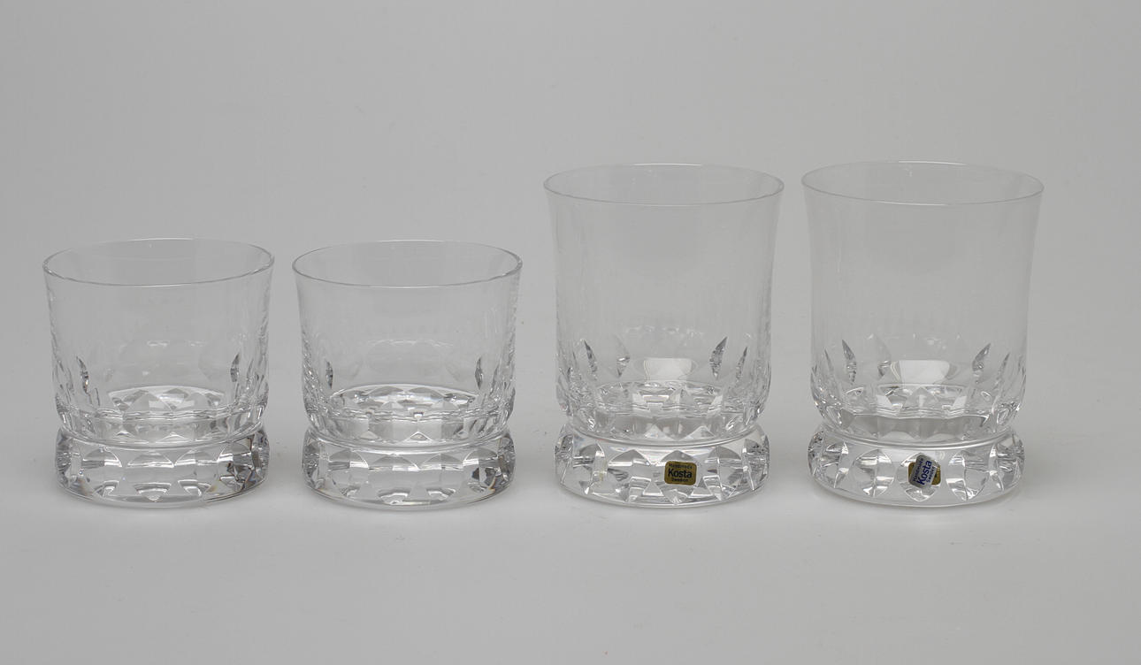 WHISKYGLAS och ÖLGLAS, 7+6 st, Kosta "Prince".