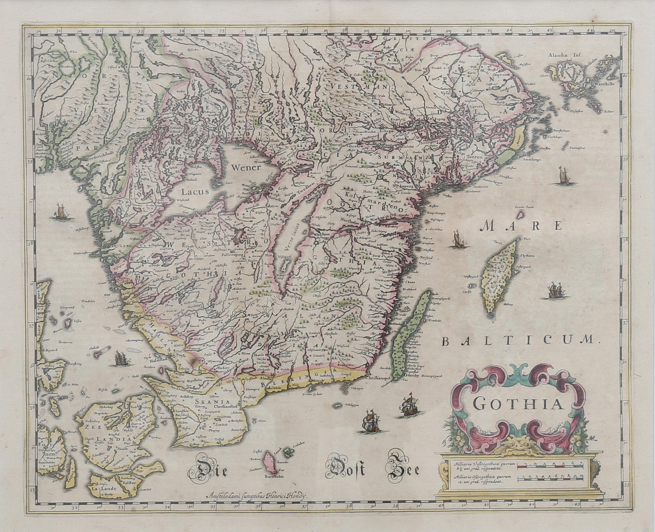 ANTIQUE MAP. GOTHIA BY HENRICI HONDY FROM THE 17TH CENTURY. Books, Maps ...
