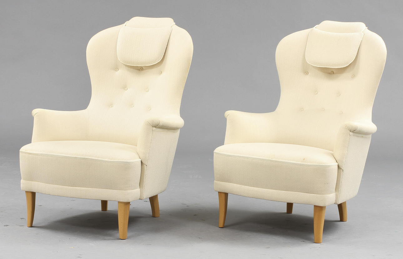 FÅTÖLJER, ett par, "Farmor", Carl Malmsten.