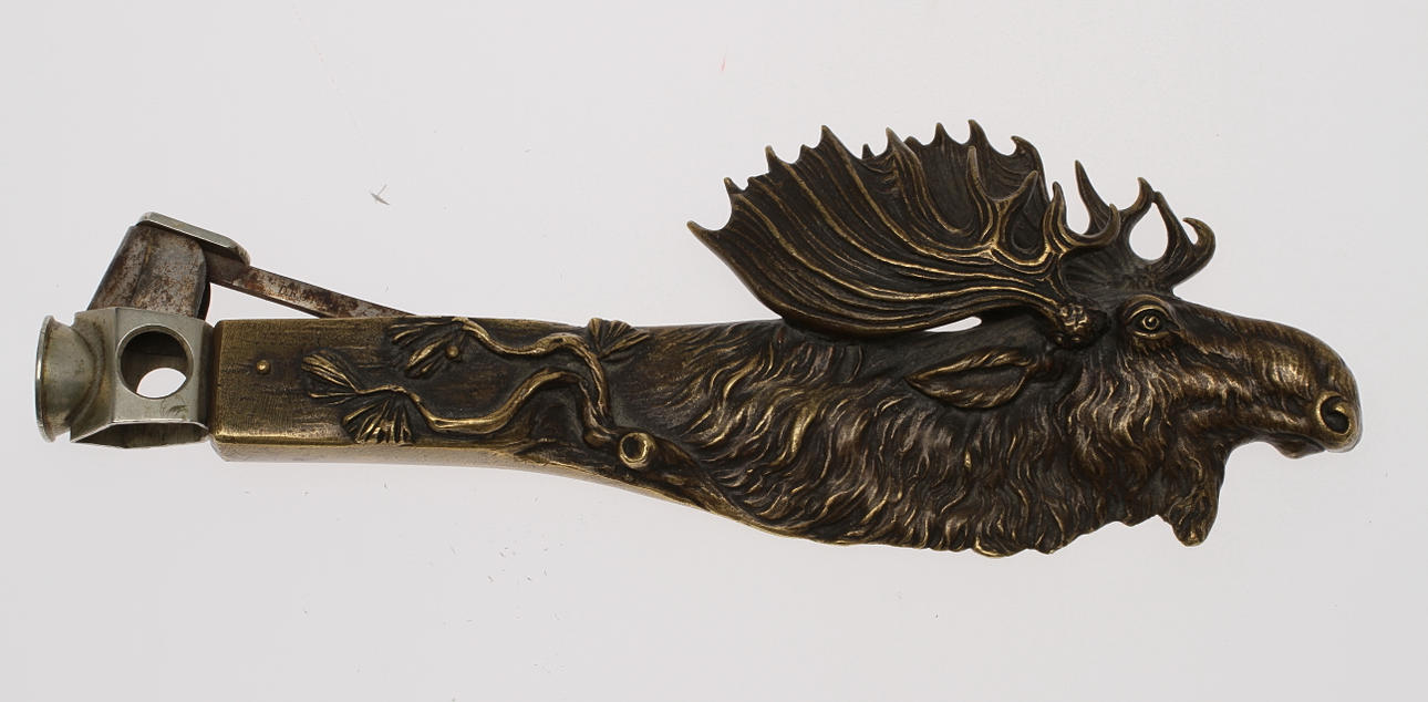 CIGARRSNOPPARE, brons, i form av älghuvud, 1800/1900-tal.