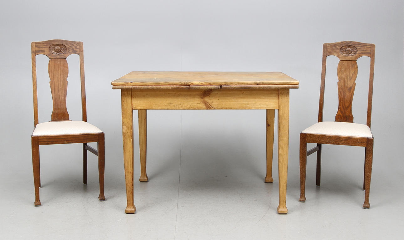 BORD samt STOLAR, 3 delar, jugend, tidigt 1900-tal.