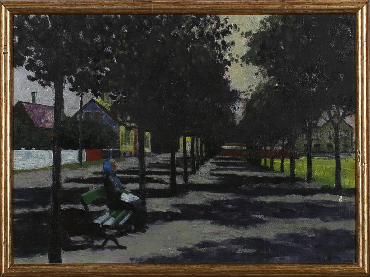 WILLIE NILSSON. Kustgatan, Råå. Olja på duk. Signerad.