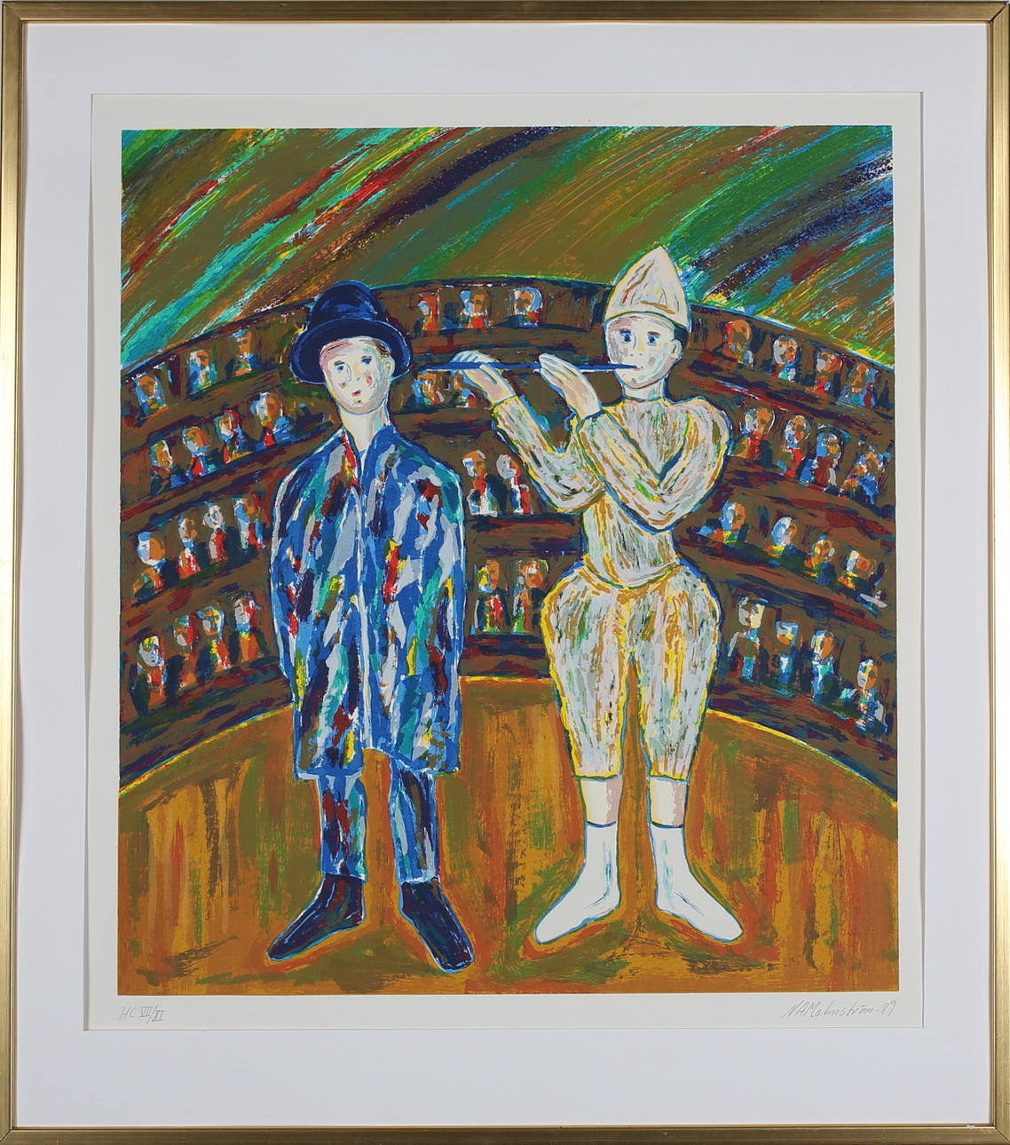 NILS ANDRÉ MALMSTRÖM. Cirkusartister. Färgserigrafi. Signertad N A Malmström och daterad -89. HC VII/X!