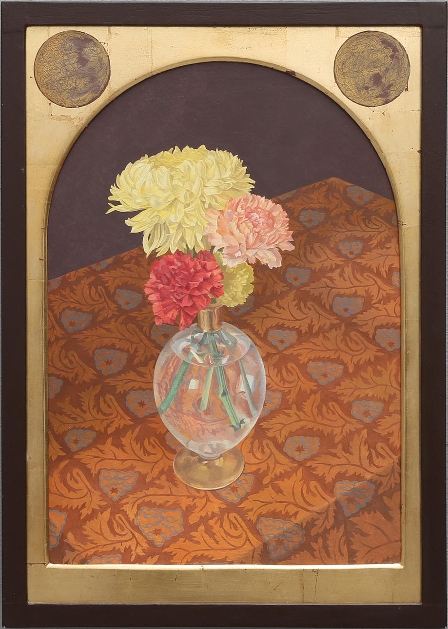 DORIAN KER, flower still life, mixed media, unsigned.