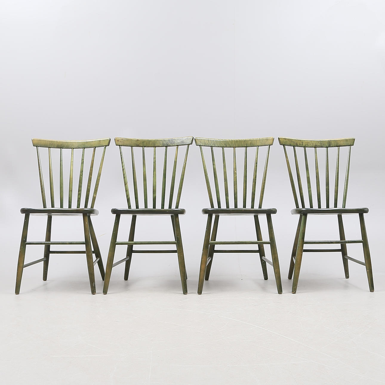 STOLE, 4 stk, grøn, 1900-tallet.