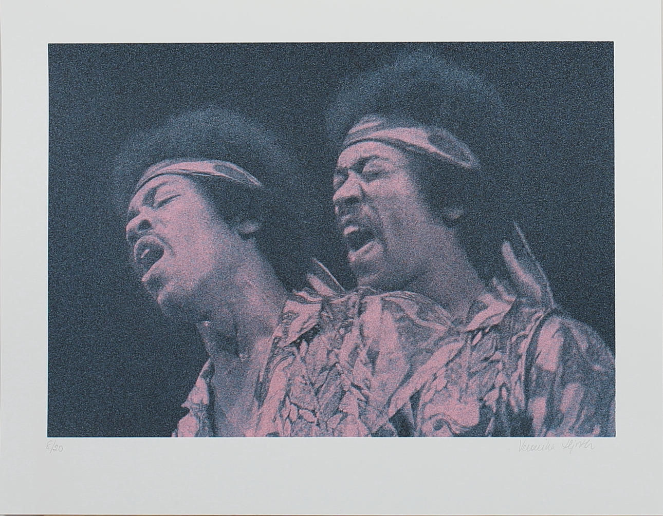 VERONIKA HJORT. Jimi Hendrix. Färgserigrafi. Signerad. 8/20.