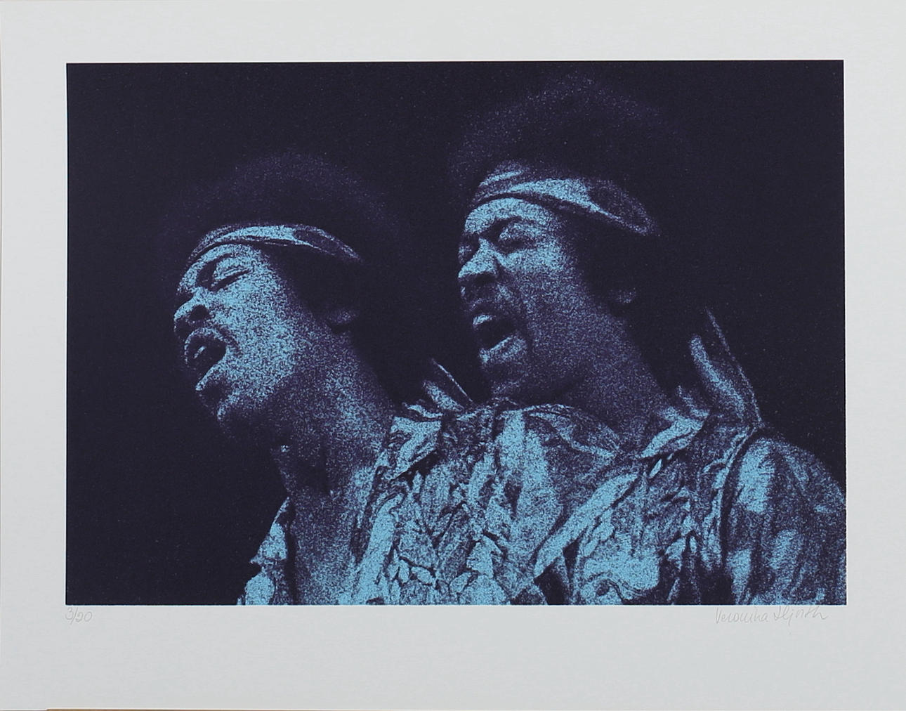 VERONIKA HJORT. Jimi Hendrix. Färgserigrafi. Signerad. 3/20.