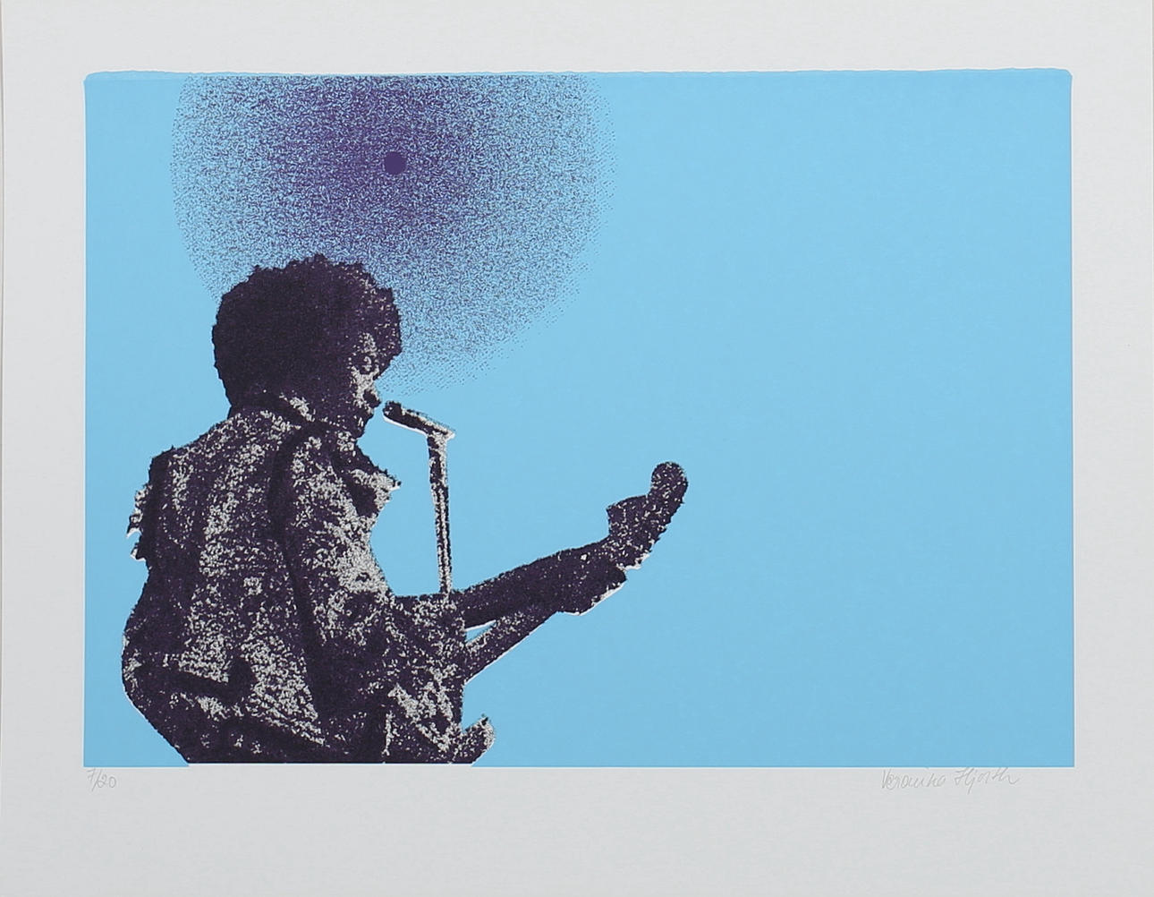 VERONIKA HJORT. Jimi Hendrix. Färgserigrafi. Signerad. 7/20.
