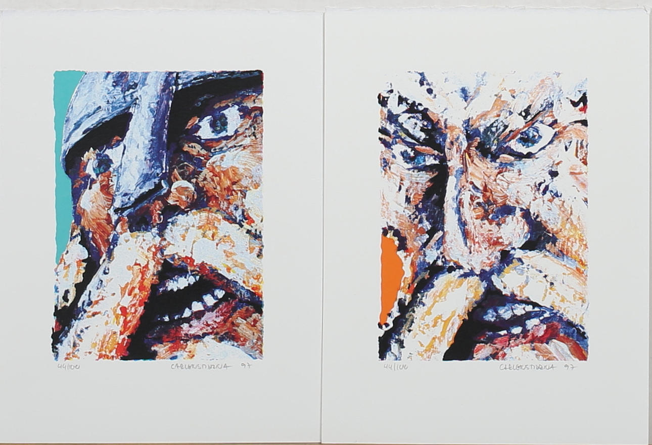 CARL-RICHARD CARLENSTIERNA. Vikingar (2). Färgserigrafier. Signerade och daterade -97. Båda 44/100.