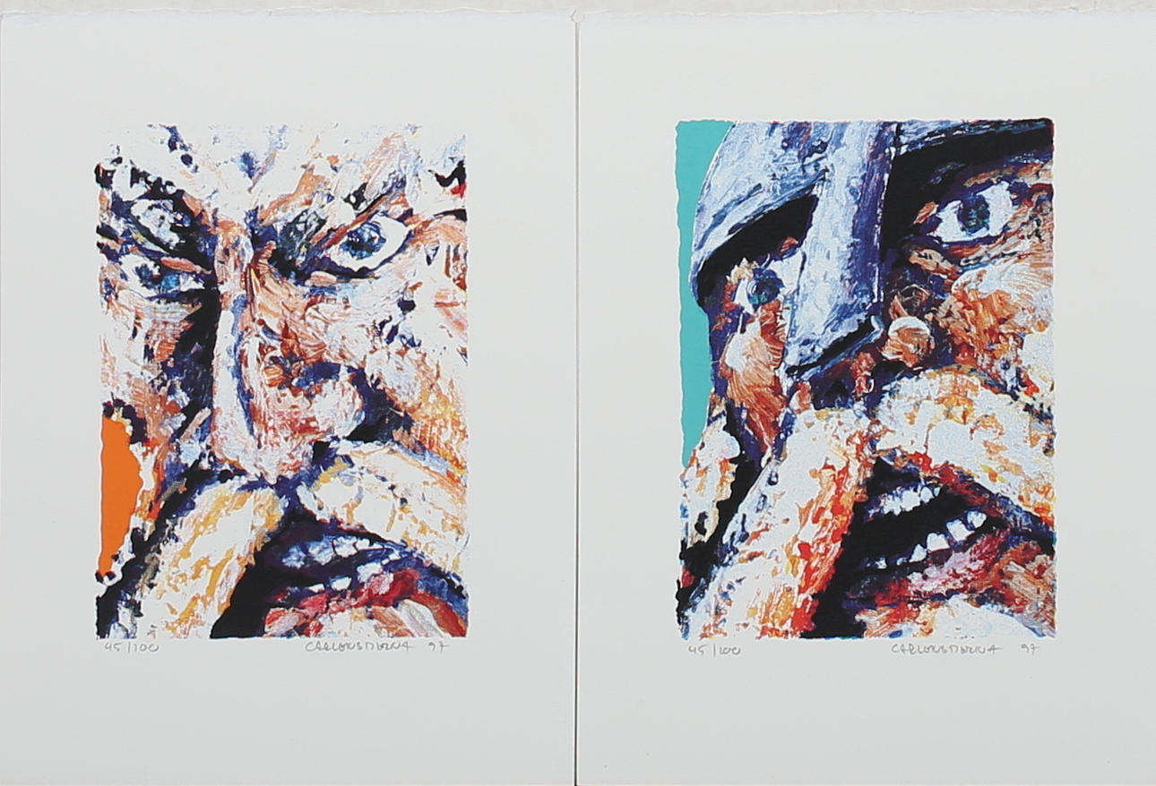 CARL-RICHARD CARLENSTIERNA. Vikingar (2). Färgserigrafier. Signerade och daterade -97. Båda 45/100.