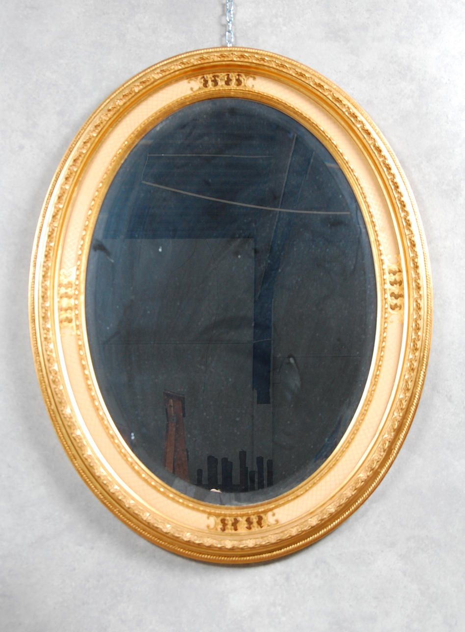 SPEGEL, oval, förgylld, 1900-tal.