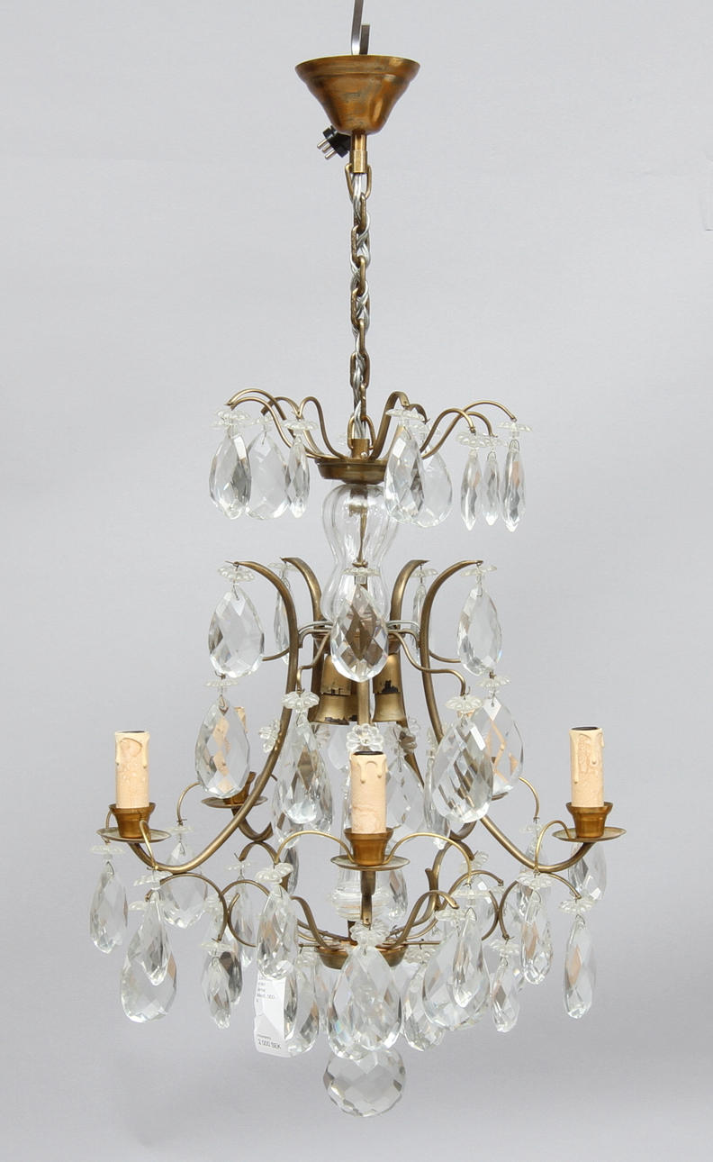 LJUSKRONA, med fem ljusarmar, rokokostil, 1900-tal.